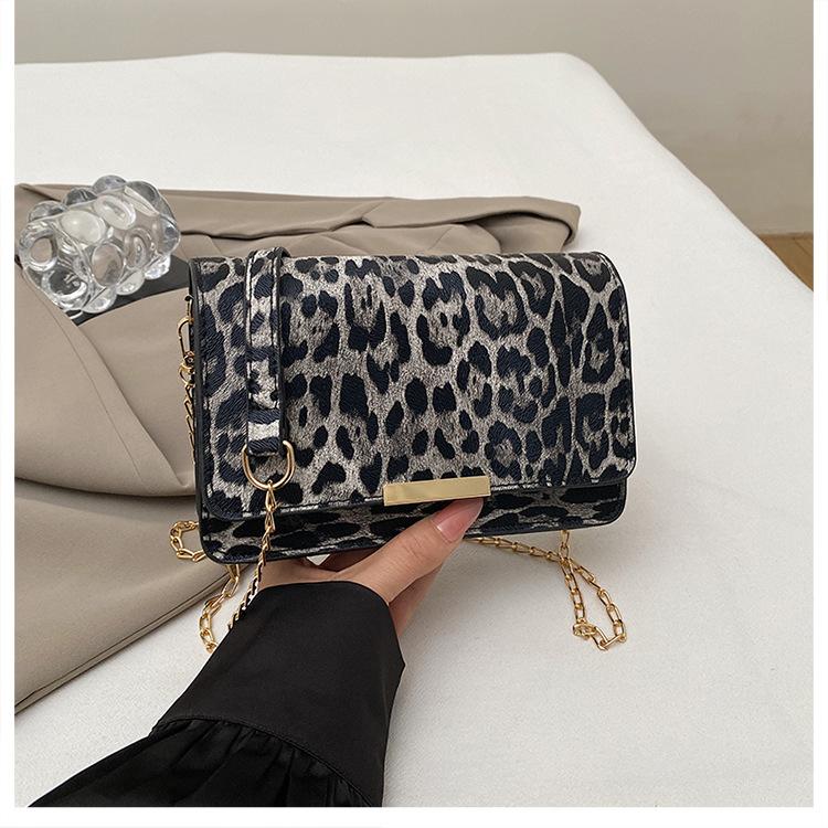 

New Leopard Print Commuting Shoulder Bag Women Minimalist Fashi Chain Bag Comfortable and Versatile Texture Crossbody Bag чёрный