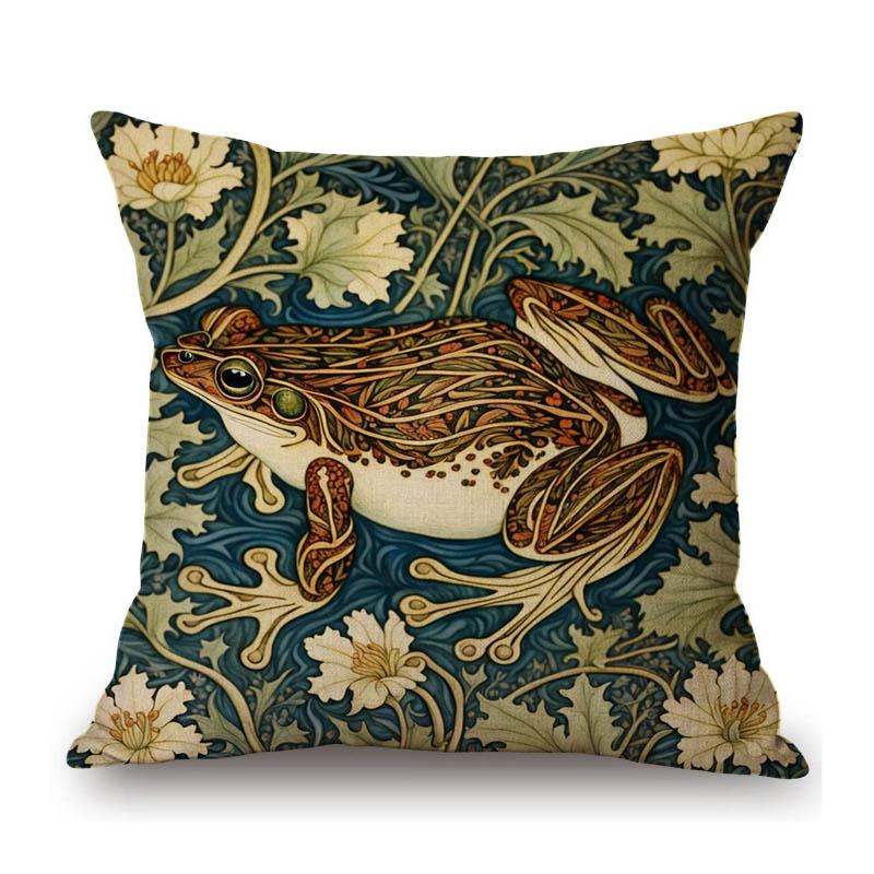 Classic Morris Flower Style Animals Deer Bird Horse Butterfly Night Owl Home Decorative Pillow Case Linen Sofa Cushion Cover