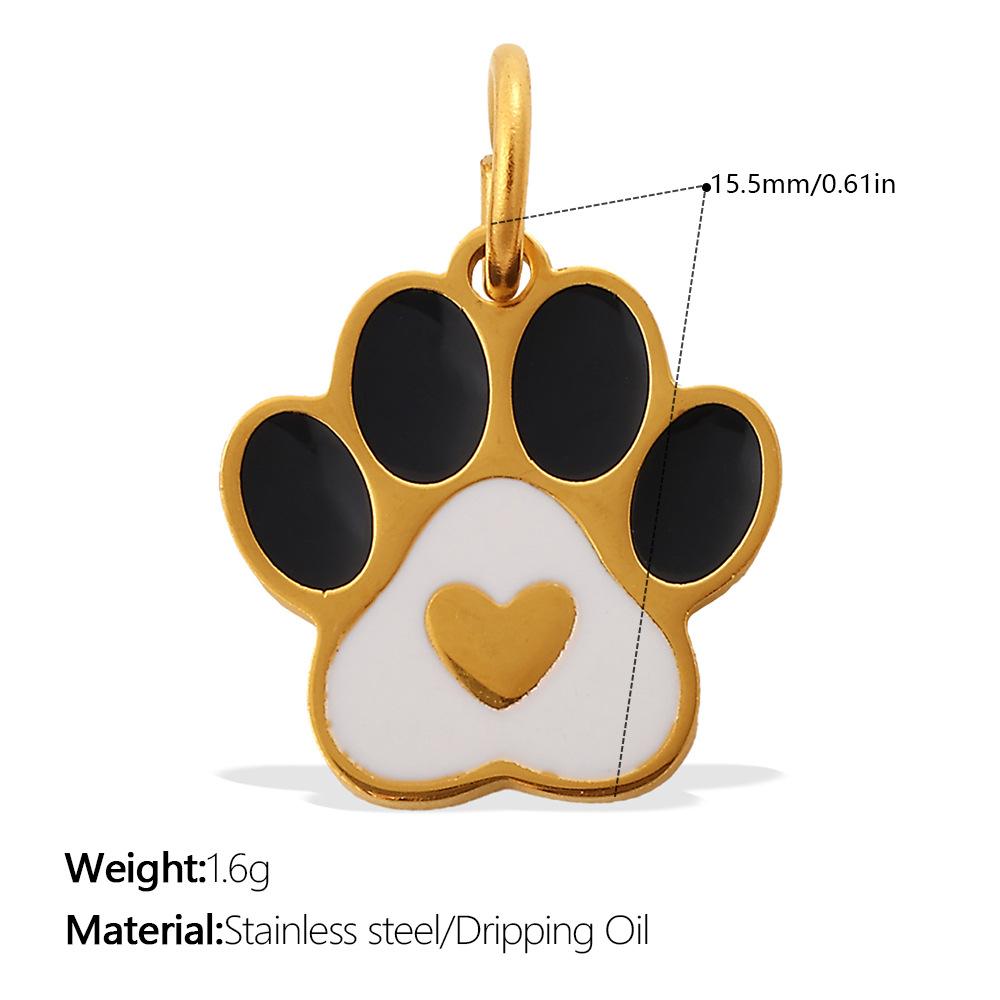  2Pcs Cartoon DIY Stainless Steel Drip Dog Paw Print Pendant Handmade Accessory Jewelry Gold Plated Charm Wholesale