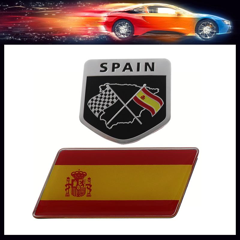 Spain National Flag for Laptop Wall SUV Off Road Car Engine Hood Fender Trunk Tail Rear Decal Emblem Badge Sticker