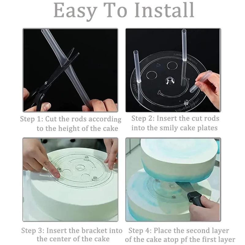 3/4Pcs Multi-Tier Cake Stand Straw Rack for Wedding Cake Making and Stacking Cakes Plastic Cake Support Rods Cake Dowel Set