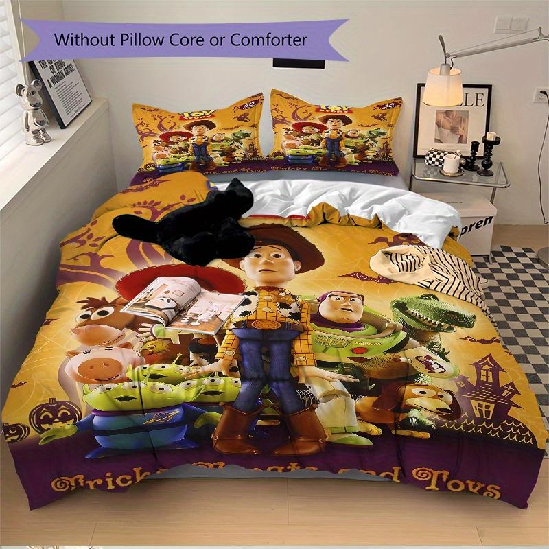 3pcs Horror Theme Woody and Friends Bedding Set, Including 1 Quilt Cover and 2 Pillow Shams, Without Filling, Soft and Comfortable Home Bedr