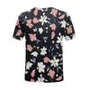 Kurzärmliges T-Shirt mit Rundhalsausschnitt für Damen, modisches T-Shirt mit Blumendruck, lässiges Oberteil, schulterlanges Kurzarmoberteil