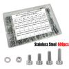 600-piece Stainless Steel Hex Bolt and Nut Kit, M3 M4 M5 M6 for Industrial Equipment and Home Maintenance.