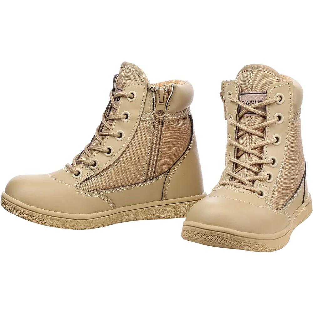 Boys Girls Summer Camp Outdoor Ankle Hiking Boots Trekking Walking Shoes Militar Work Combat Jungle Boots