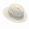 Wide Brim Sunshade Straw Hat Vintage Style Flat Top Straw Hat Mesh Woven Straw Hat  Beach Vacation