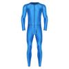 Men‘s Compression Swimwear & Gym Romper S-3XL: Shiny Long Sleeve Jumpsuit with Front Zipper, Flatlock Seams for Comfort