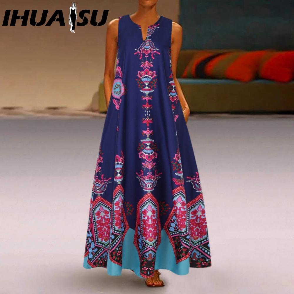 

IHUASU Женское летнее свободное платье без рукавов XXXXXL темно-синий