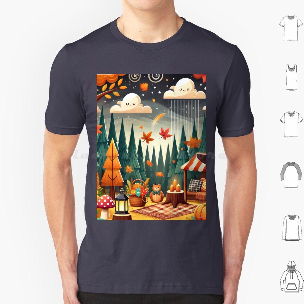 Enchanted Autumn Forest T Shirt Men Women Kids 6xl Autumn Fall Forest Enchanted Whimsical Seasonal Leaves Nature Cozy Cute