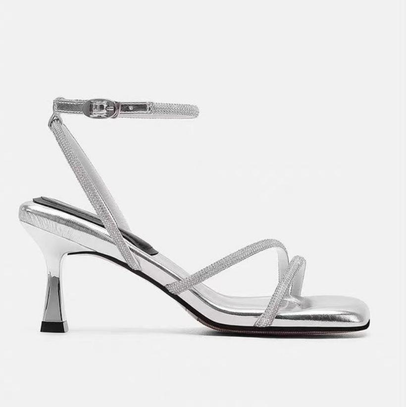 2025 Summer Design Women High Heel Sandal Fashion Narrow Band Dress Heel Shoes Ladies Outdoor Mary Jane Shoes Slingback Femme