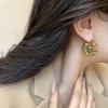 European and American Style Hollow Woven Twist Earrings Emerald Zircon Winding Shape Round Ear Buckle Retro Niche Earrings