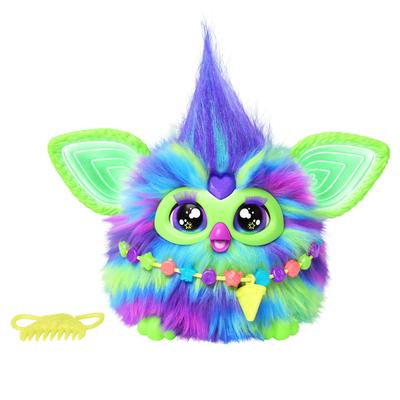 Hasbro Furby Aurora Svieti v tme, Interaktívna hračka aktivovaná hlasom pre chlapcov a dievčatá od 6 rokov s 15 módnymi doplnkami, Animatronická, Motorizovaná