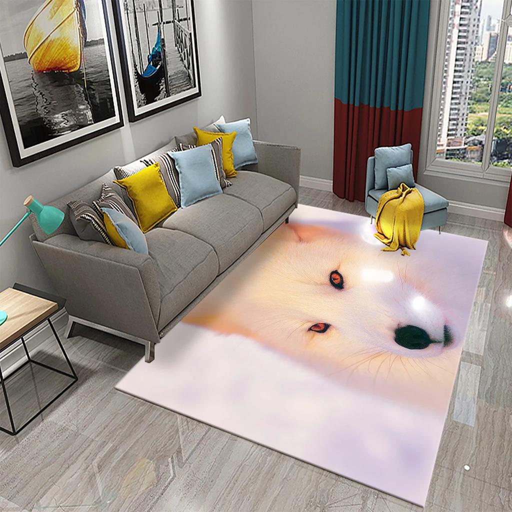 3D Lovely Fox Carpets Cute Wild Animals Mat for Living Room Bedroom Kitchen Area Rug Child Home Decor Carpet Kids Room Play Mat