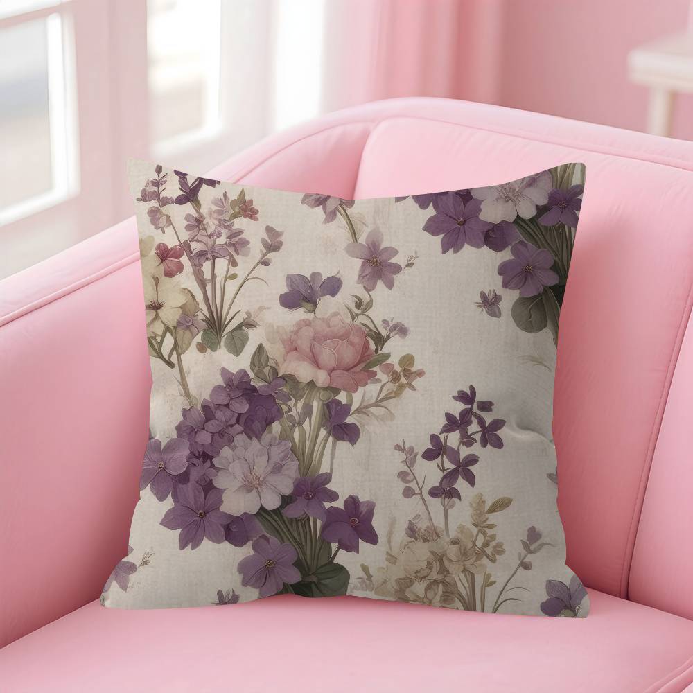 Vintage Floral Art Flower Pillowcase Toon Gift Cushion Cover Bedroom Home Sofa Chair Seat Decor Pillow Case