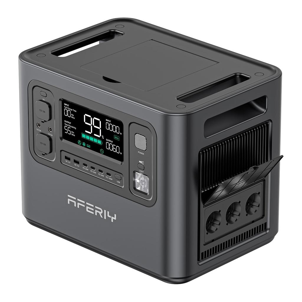 AFERIY P210 Stazione di Alimentazione Portatile 2400W 2048Wh Batteria LiFePO4 13 Uscite, Ricarica Rapida, Controllo App, Alimentatore Mobile per Campeggio all'Aperto