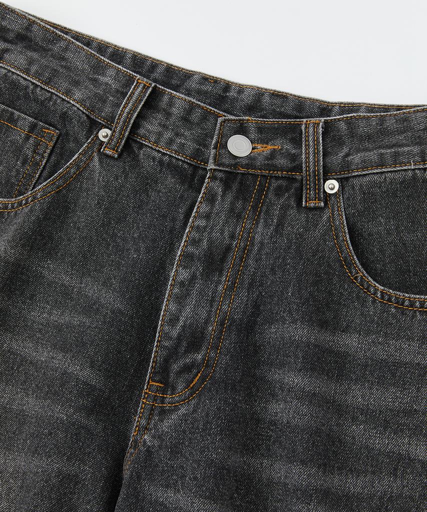 RAIMENT All Season Sand Washed Wide Denim Pants_Black Denim