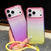 New Luxury Gradient Color Collision Shimmering Powder/Glitter Lanyard Phone Case For iPhone 17 Pro Max Air Bumper Back Cover