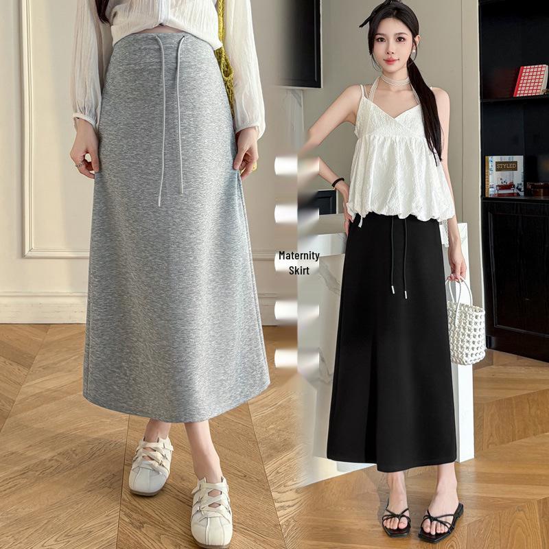 Spring 2026 Maternity Elastic Drawstring Skirt - Slimming, Flattering, Adjustable Outerwear Extra Large