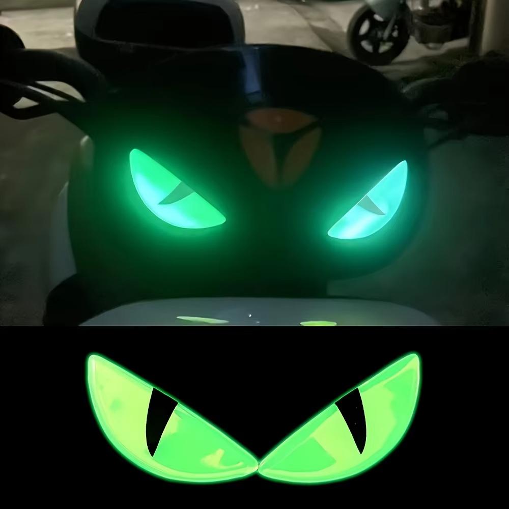 3D Glow-in-the-Dark Devil Cat Eye Stickers for Motorcycles | Colorful & Stereo Motorcycle Decals | Eye-catching Motorcycle Acces