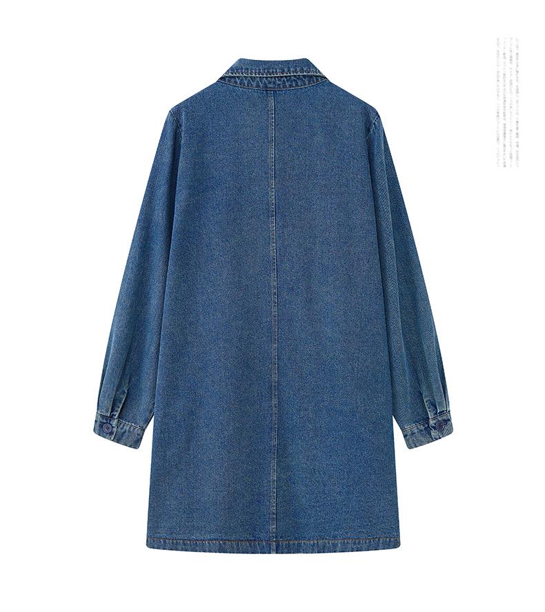 Women's Mid-Length Denim Trench Coat - 2025 Spring/Autumn Casual Korean Style, Slim-Fit, Loose Shirt Top