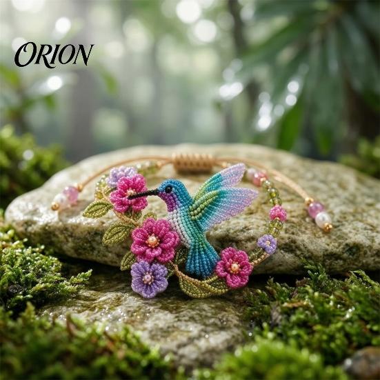 Portable Arts Crafts for Adults DIY Beaded Bracelet Making Kit, 3D Hummingbird Butterfly Fox Relaxing Hobbies Stress Relief Craft Beginner-Friendly