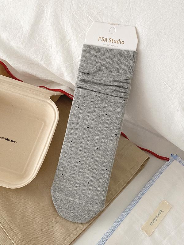 Chaussettes mi-mollet à pois pour femmes en coton côtelé - Style coréen automne/hiver, sans couture, confortables et polyvalentes.