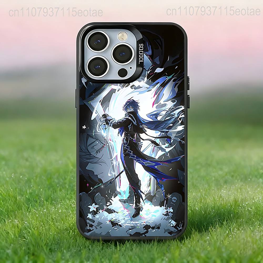 G-Genshin impact Flins Phone Case For iPhone 17,16,15,14,13,12,11,Pro,XS,Max,Plus,Mini,SE4,E Black Matte Shockproof Cover