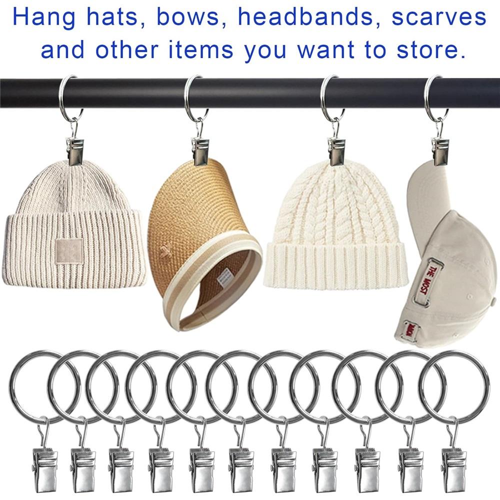 40 Pack Curtain Rings With Clips, Drapery Clips With Rings, Drapes Rings 1.5 In Interior Diameter, Fits Up To 1.2 In Curtain Rod, Black