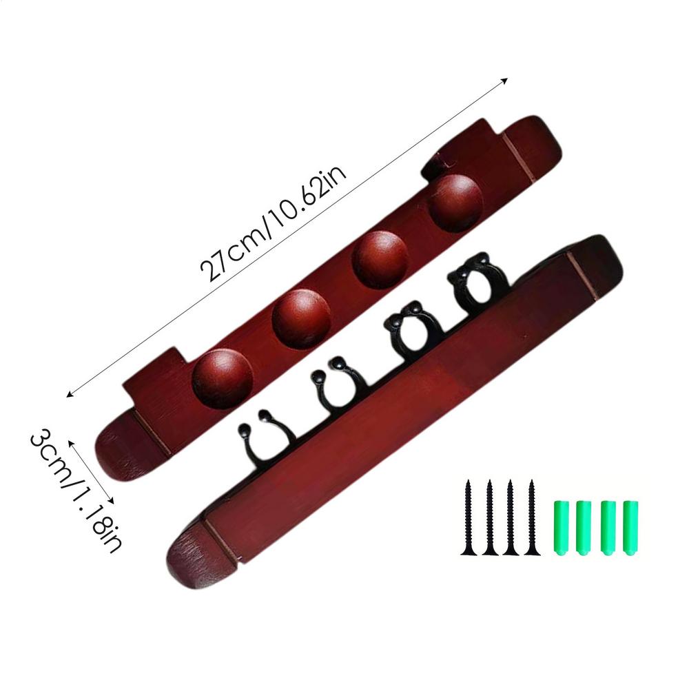 Billiard Stick Holder 4 Cue Clips Hardwood Billiard Pool Cue Rack Wall-Mounted Wood Rack For Pool Cue Sticks Billiard Stick Wall