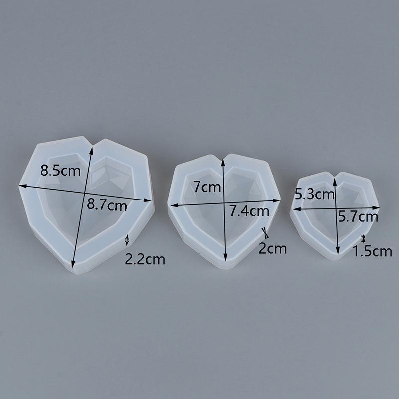 1Pcs 3D Love Heart Design Silicone Cake Mold Diamond Soap Moulds Decorating Tool