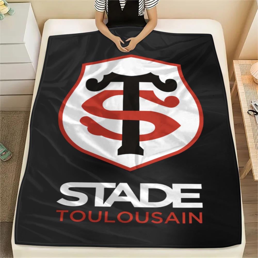 1 Stück Stade Toulousain Aufdruck Flanelldecke, Hohe Qualität, Bequem für alle Jahreszeiten, Heimdekoration, Wärme und Komfort, Perfekt für Weihnachtsgeschenke178