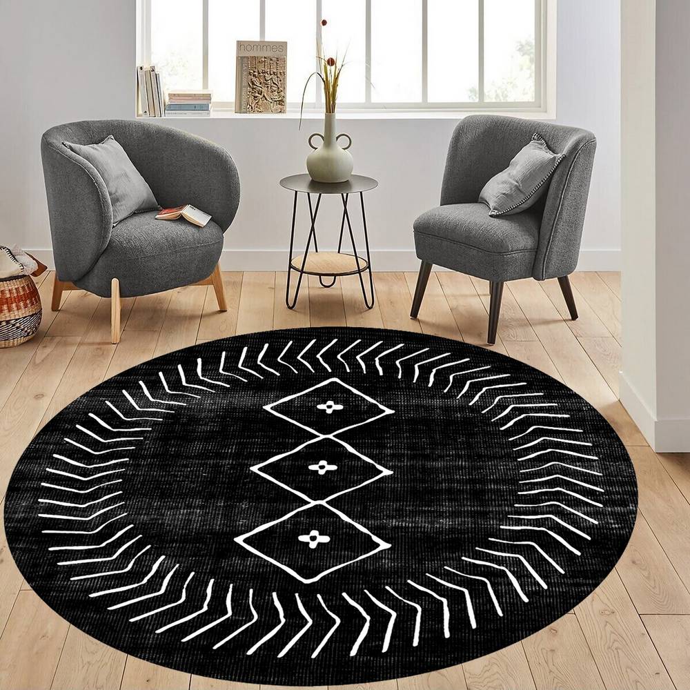 

Eliana Home Washable Round Printed Carpet LNA7305-HT572 100x100 чёрный