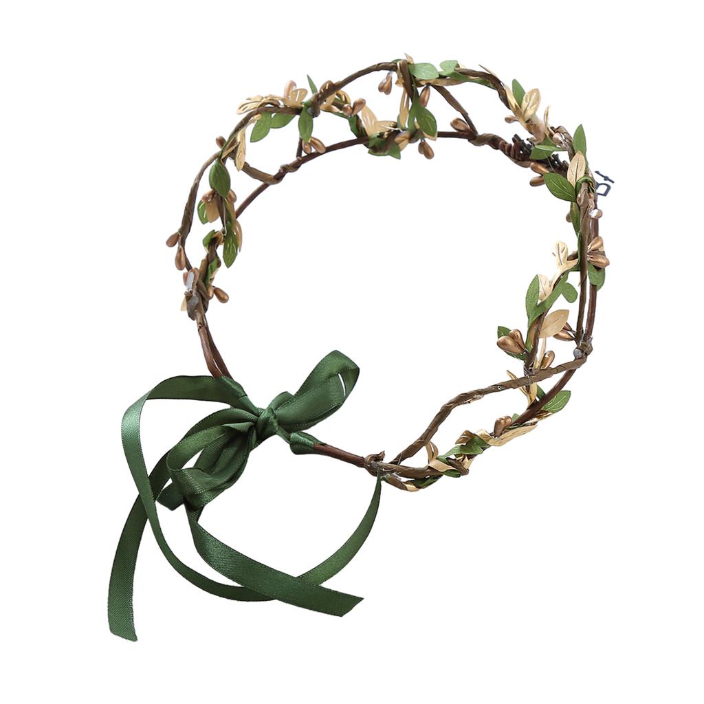 Model Show Flower Crown with Rhinestone Pendant Decors Ethnic Style Headband for Girls Cosplay Fairy for