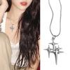 Fashion Four-Pointed Star Necklace Clavicle Chain Smooth Cross Pendant Necklace Wedding Party Jewelry for Women Girls