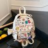 Mini Backpack Luxury Pu Leather Crossbody Bag For Teenager Graffiti Shoulder Bag Fashion School Bag Cute Lady Girls Phone Purse