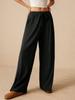 2025 Women's High-Waisted Wide-Leg Floor-Length Casual Pants - Breathable Solid Color, Slimming, Sunscreen, Multi-Occasion