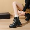 Women’s Winter Boots Casual Brown Short Motorcycle Boots Street Style Black Warm Ankle Boots with Fur Plus Size
