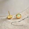 Original Design Synthetic Opal Stud Earrings for Women - 925 Sterling Silver, Gold Plated, Irregular High-End Feel