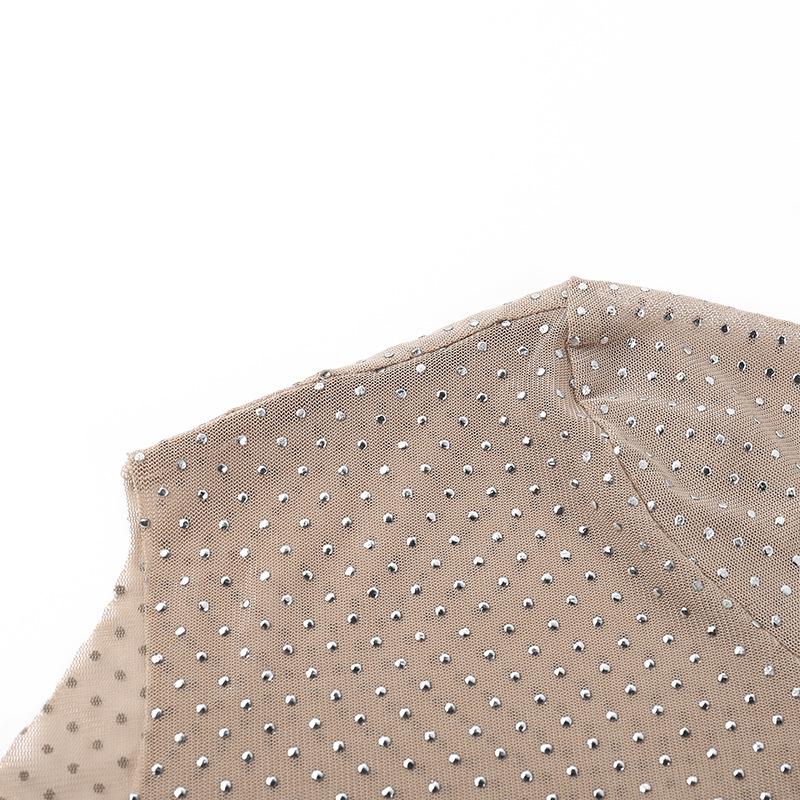 YY23649 Letní Slim Univerzální Evropský a Americký Styl Průsvitné Sexy Dlouhý Rukáv Dámské Tričko