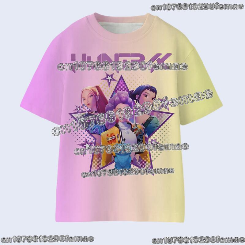 Kpop İblis Avcıları Çocuk Tişörtü Anime Çizgi Film Yazlık Kısa Kollu Günlük Harajuku Tişört Erkek Kızlar Havalı Hediye Üstler