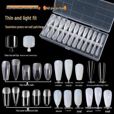European & American Style Seamless Frosted Transparent Extendable Nail Art Tips - Full/Half Dual Use