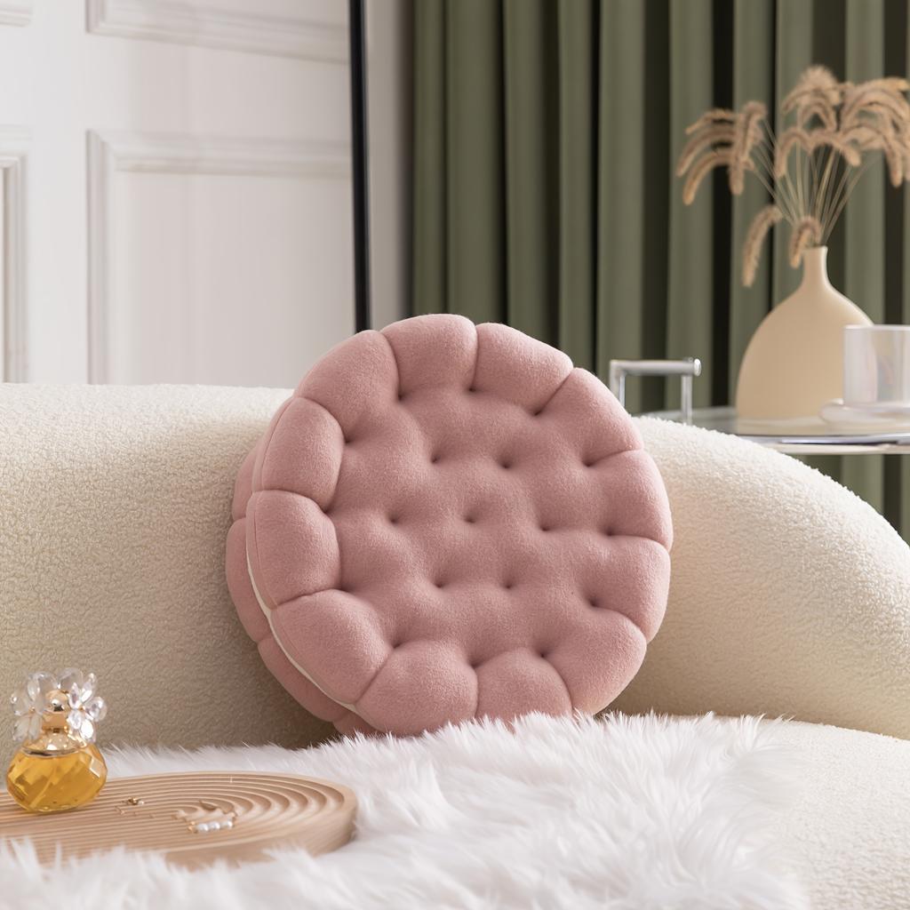 Vintage Style Cookie Sandwich Pillow Soft Faux Fur, Suitable for All Seasons, Perfect for Home Decor, Office Nap, or As a Cozy Accent