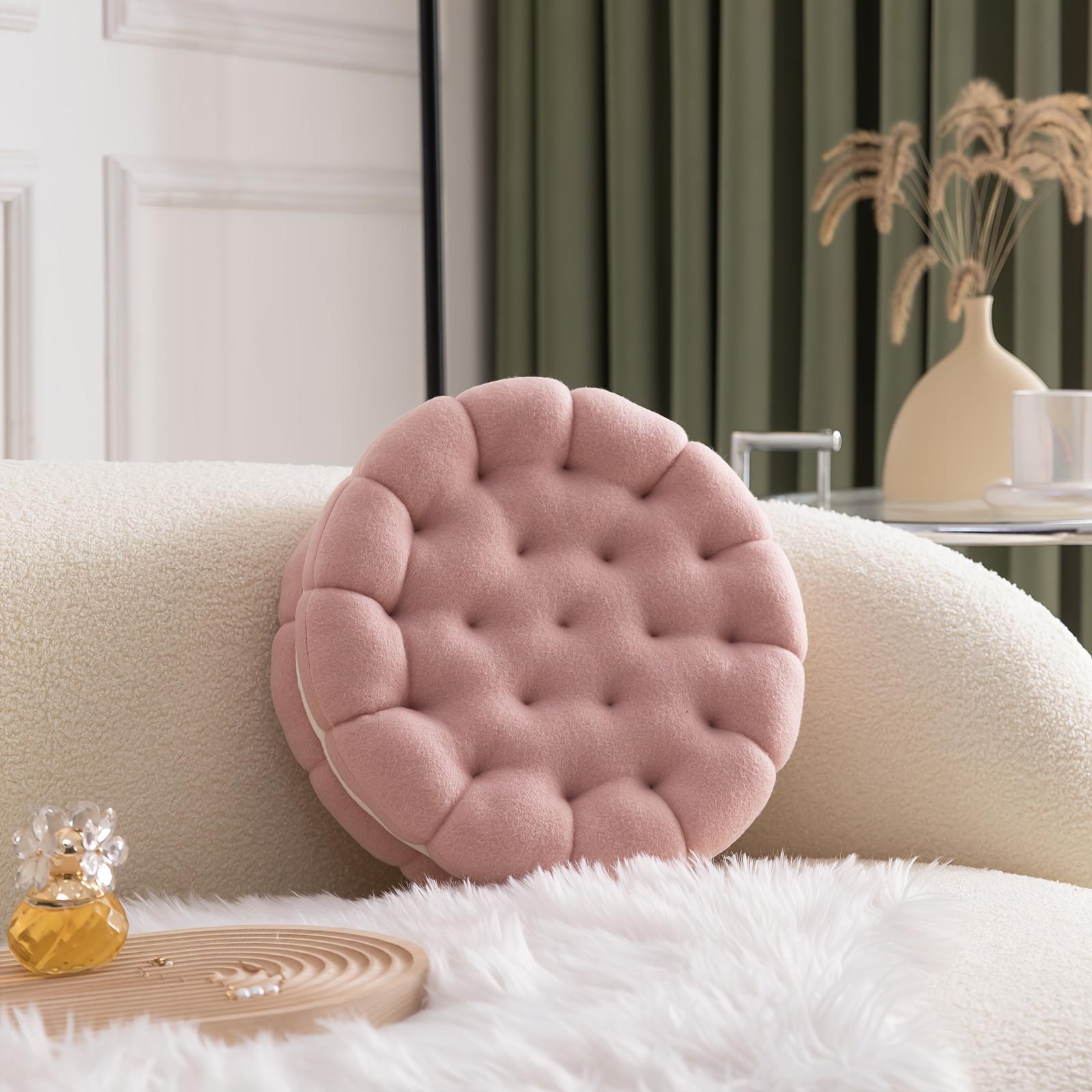 

Подушка в виде печенья-сэндвича в винтажном стиле, мягкий искусственный мех, подходит для всех сезонов, идеально подходит для домашнего декора, офисного сна или в качестве уютного акцента розовый