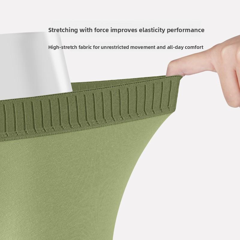 Men's Spring and Summer Pure Cotton Breathable Graphene Antibacterial Crotch Mid Waist Briefs