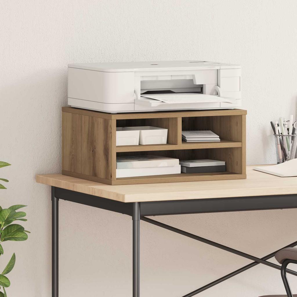 Desktop-Druckerregal, 2 Ebenen, offenes Aufbewahrungssystem, Regal für Kosmetik, Schreibwaren und Sonstiges, multifunktionales Desktop-Aufbewahrungsregal, 49x40x22,5 cm