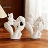 Living Room Art Piece 3D Printed Kissing Couple Figurine, Romantic Hollow-out Statue with Wide Solid Stable Base, Modern Delicate Carved Figurine