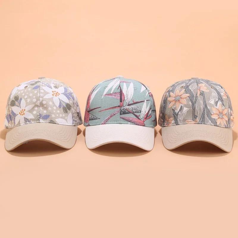 Woman Hats Flower Leaf Women's Summer Sunshade Outdoor Sun Protection Print Baseball Fashion Tide Cap