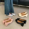 French Retro Square Head Bow Single Shoes Women's 2025 Autumn New Commuting One-pedal Thick Heel Shallow Mouth Grandma Shoes