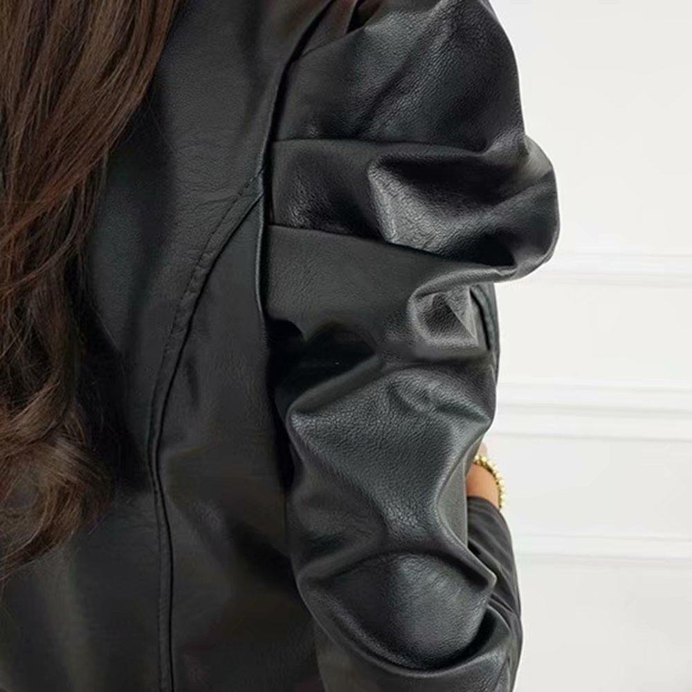 Modische kurze, gemütliche Jacke, Motorradmantel, Kunstlederjacke für Damen