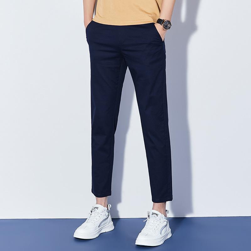 

Мужские хлопковые укороченные брюки прямого кроя - Дышащие, однотонные для весны/лета 32